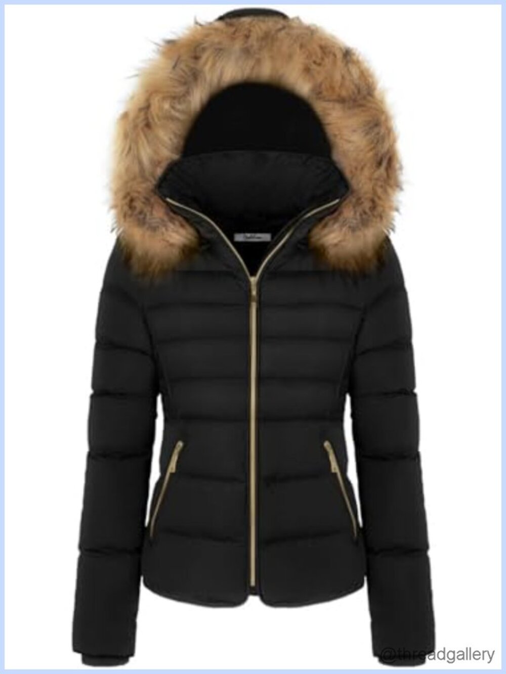 Faux Fur Hooded Puffer Coat Fleece Lined Winter Jacket